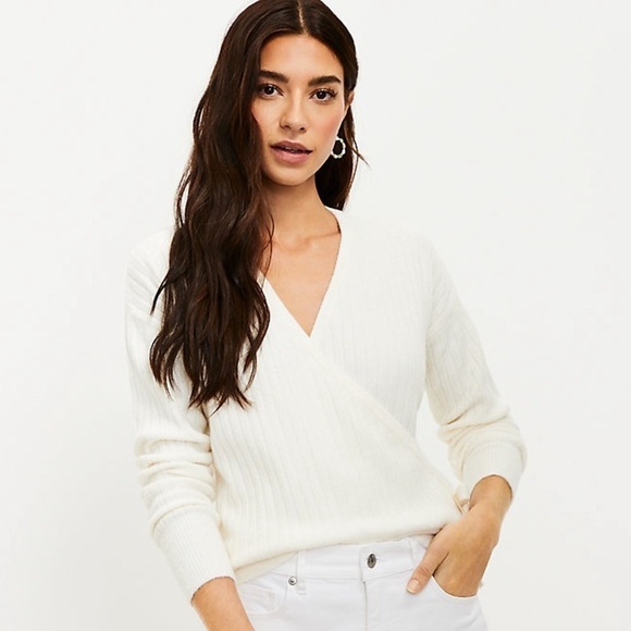 Loft Ribbed Wrap Sweater - S - Picture 3 of 6